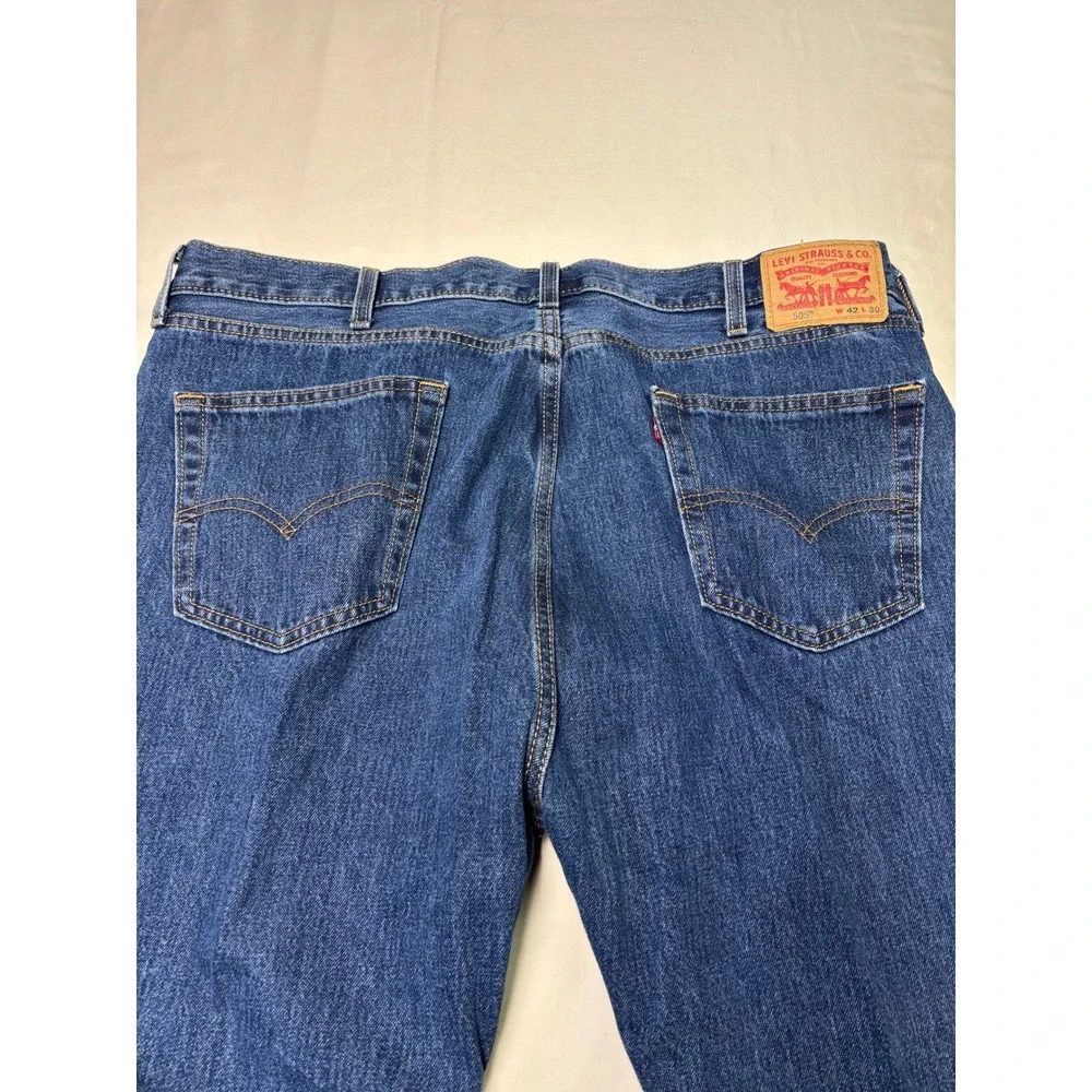 Levis 505 Regular Fit Straight Leg Mens Jeans Medium Wash Blue‎ W42 L27